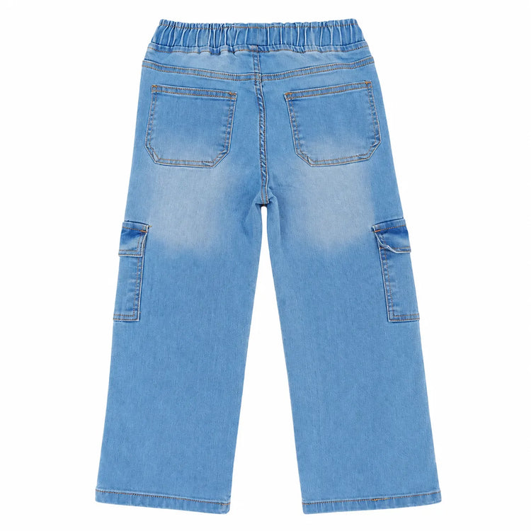 Boys Sky Blue Cargo Denim Pants