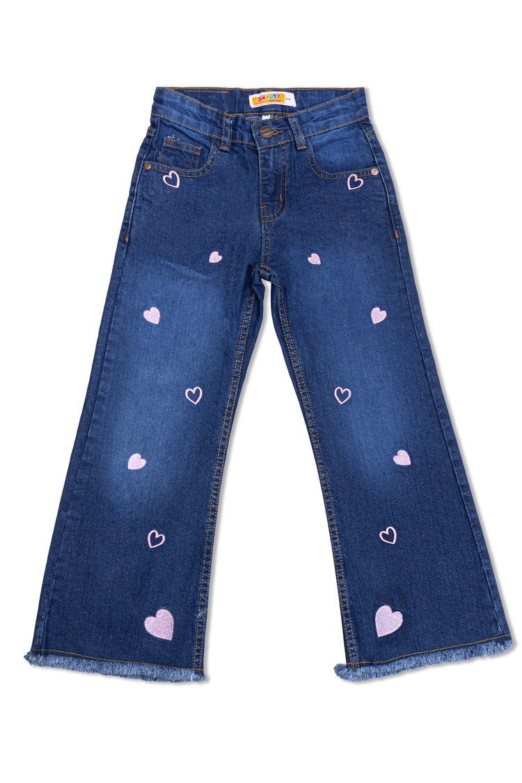 Light blue Wide-Leg Denim Jeans For Girls