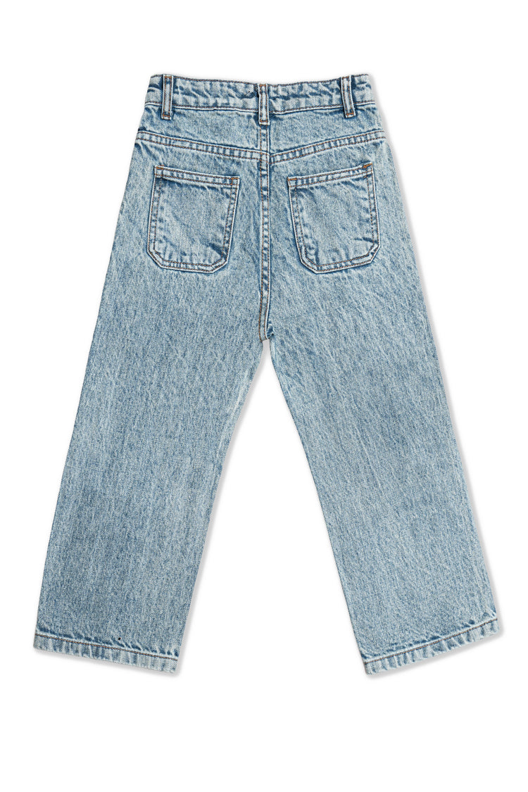 Girls Light Blue Printed Denim Jeans