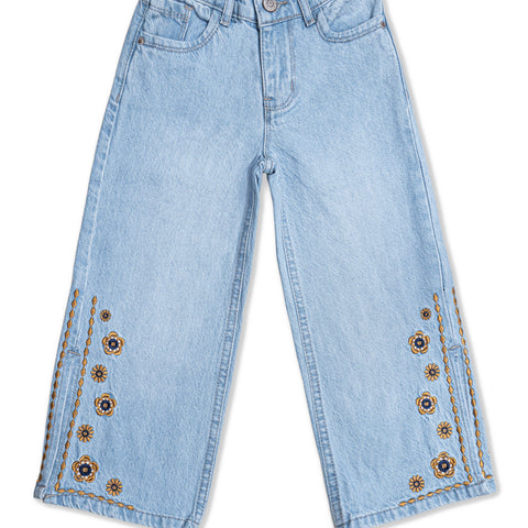 Girls Wide Leg jeans with side slit