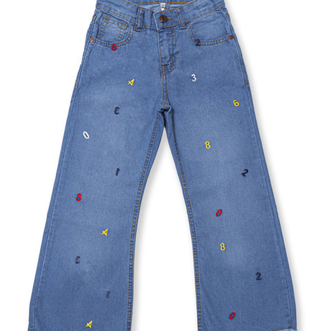 Girls wide leg denim pant