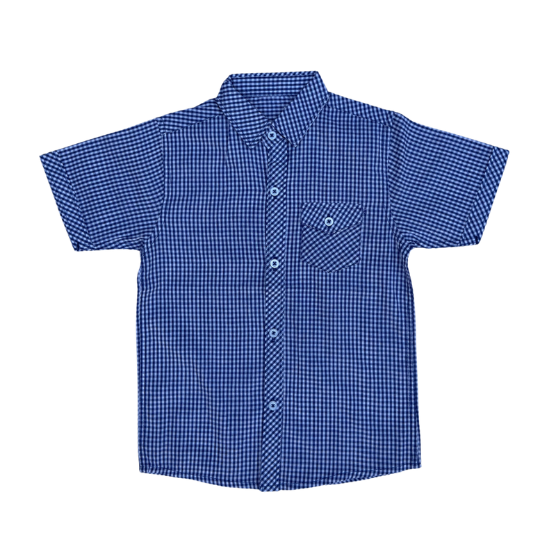 Boys Blue Check Short Sleeve Shirt
