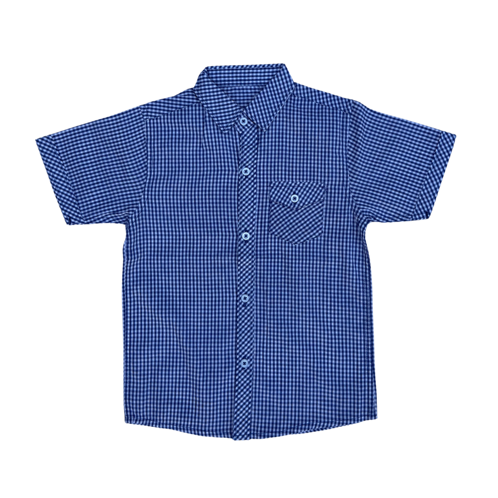 Boys Blue Check Short Sleeve Shirt