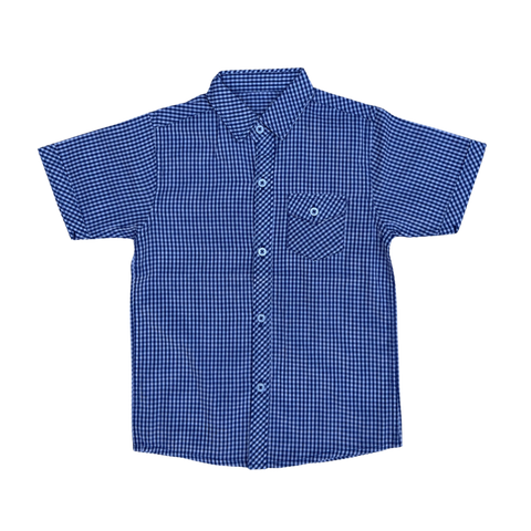 Boys Blue Check Short Sleeve Shirt