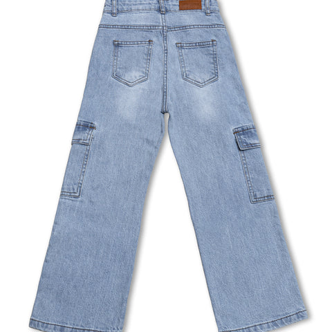 Boys Light Blue Baggy Cargo Jeans