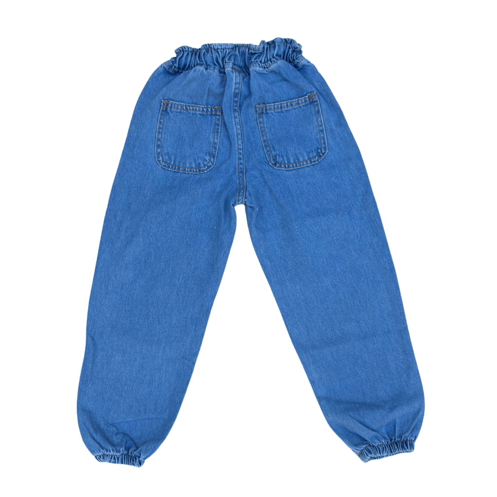 Girls Embroidered Denim Jogger Pants