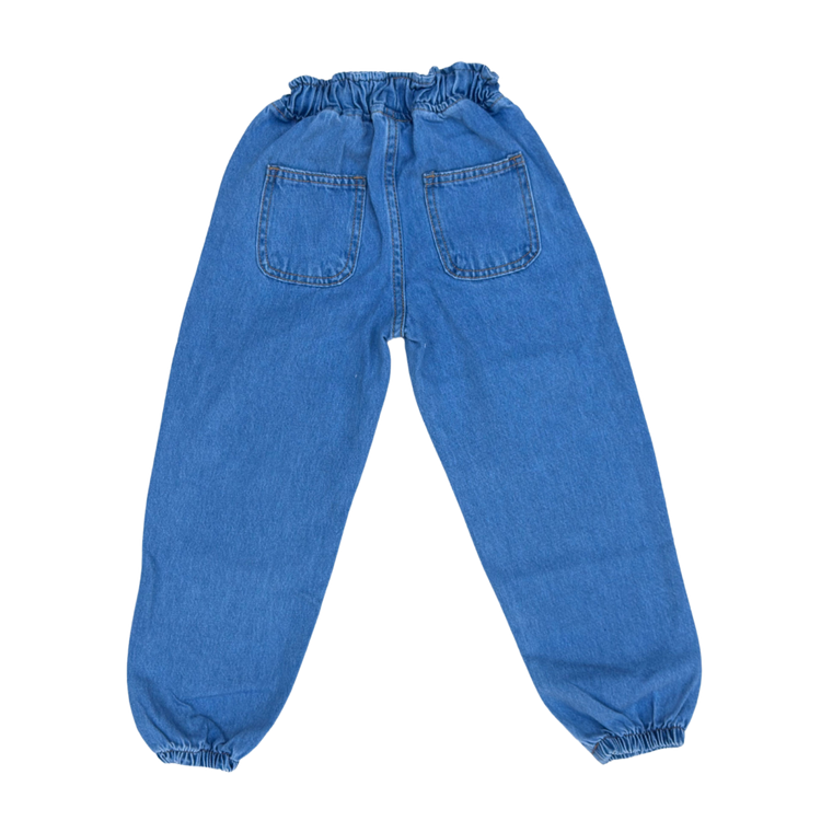 Girls Embroidered Denim Jogger Pants