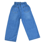 Girls Light Blue Heart Embroidered Denim Jeans