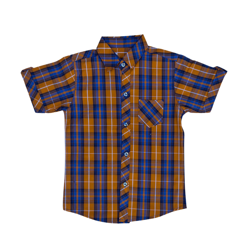 Boys Mustard & Blue Check Shirt
