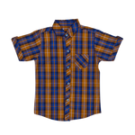 Boys Mustard & Blue Check Shirt