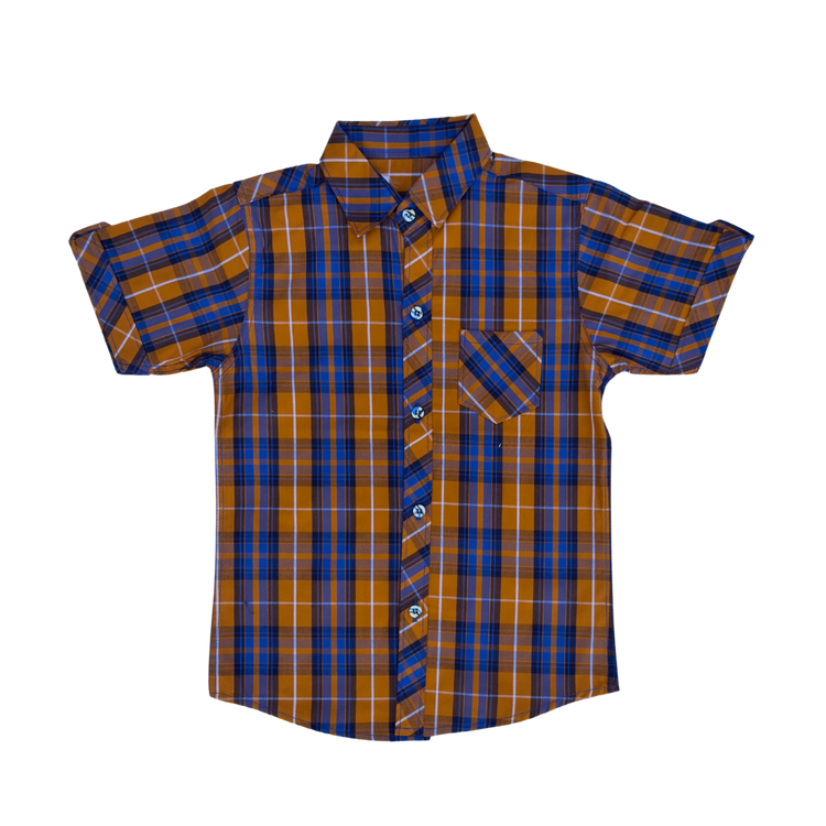 Boys Mustard & Blue Check Shirt