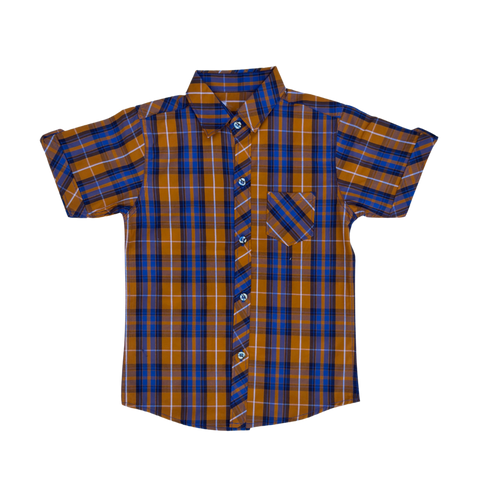 Boys Mustard & Blue Check Shirt
