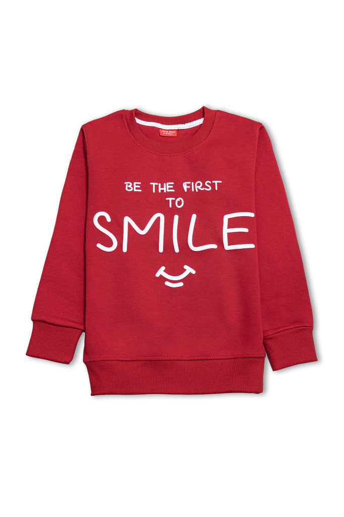Boys Smile Print Fleece Sweatshirt