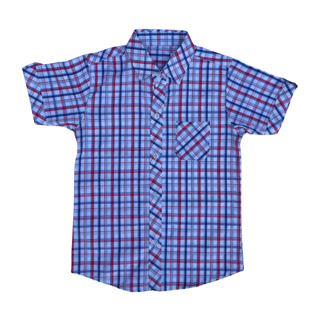 Boys Light Blue & Red Check Shirt