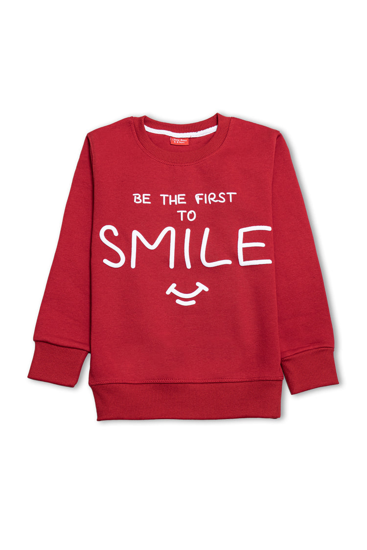 Boys Smile Print Fleece Sweatshirt