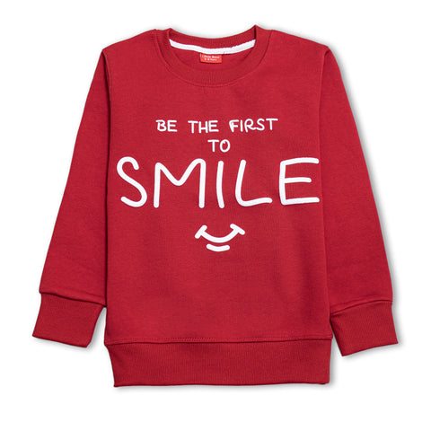 Boys Smile Print Fleece Sweatshirt
