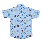 Boys White Printed Short Sleeve Shirt