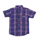 Boys Purple Check Short Sleeve Shirt