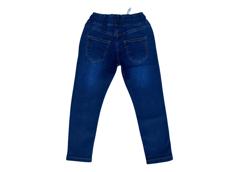 Girls Heart Embroidered Blue Denim Jeans
