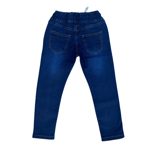 Girls Heart Embroidered Blue Denim Jeans