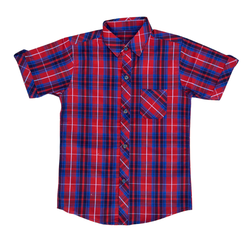 Boys Red & Blue Check Shirt