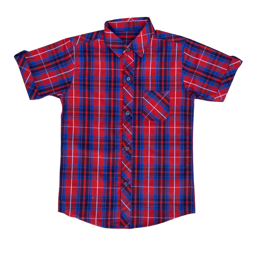 Boys Red & Blue Check Shirt