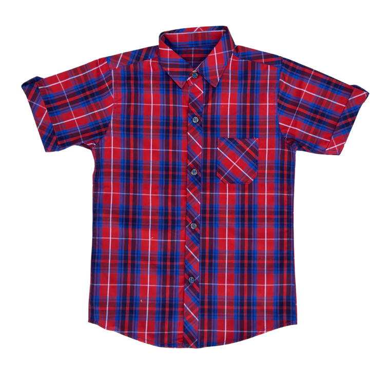 Boys Red & Blue Check Shirt