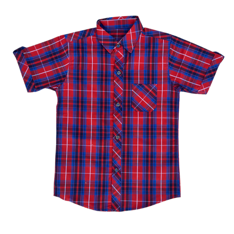 Boys Red & Blue Check Shirt
