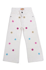 Girls Bell Bottom Embroidered Pant