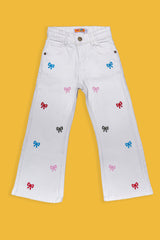 Girls Bell Bottom Embroidered Pant