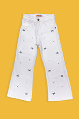 Girls Bell Bottom Embroidered Pant