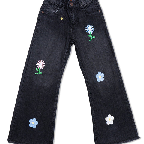 Dark wide-Leg Denim Jeans for girls