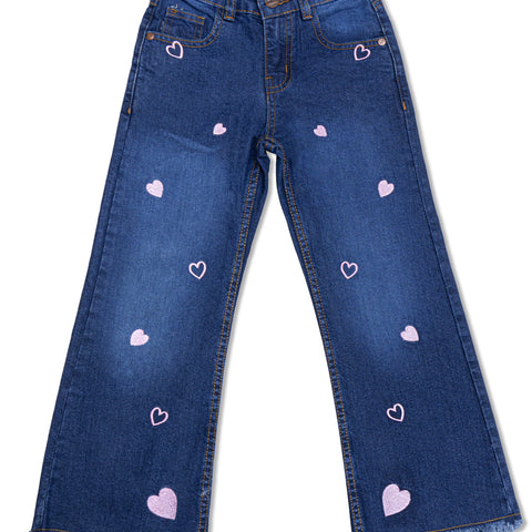 Light blue Wide-Leg Denim Jeans For Girls