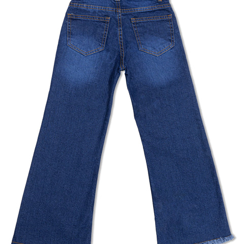 Light blue Wide-Leg Denim Jeans For Girls