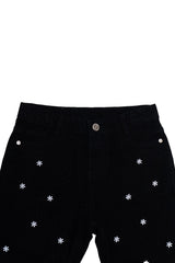 Girls Straight fit Pant With Star Embroidery