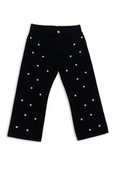 Girls Straight fit Pant With Star Embroidery