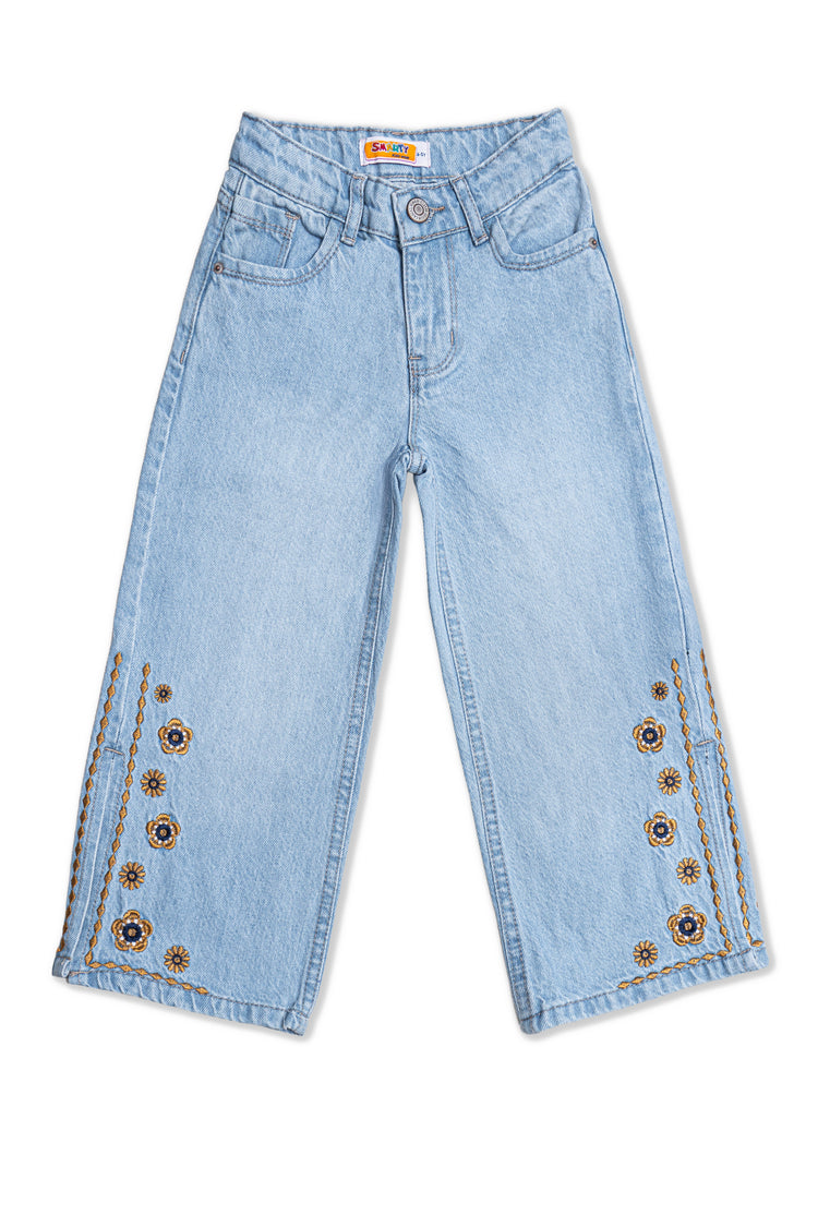 Girls Wide Leg jeans with side slit