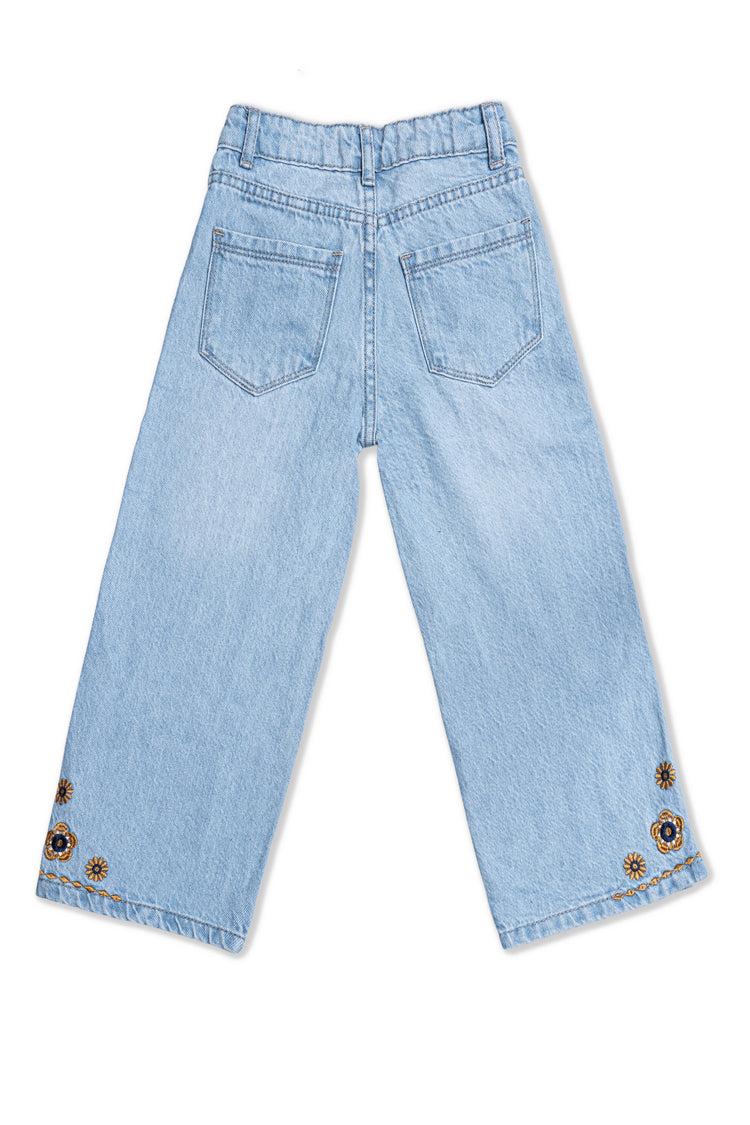 Girls Wide Leg jeans with side slit