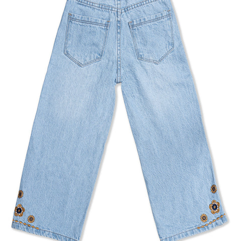 Girls Wide Leg jeans with side slit