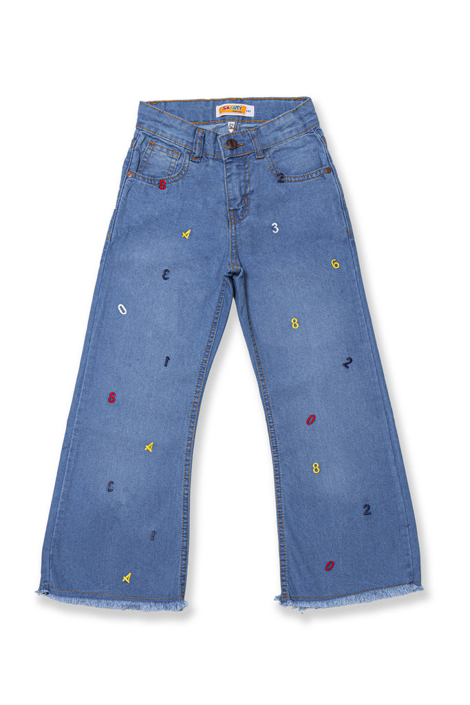 Girls wide leg denim pant