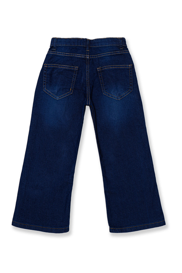Girls wide Leg printed denim pant