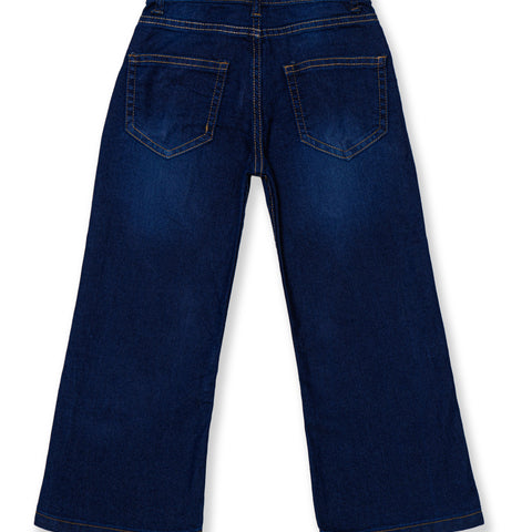 Girls wide Leg printed denim pant
