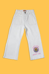 Girls Bell Bottom Embroidered Pant