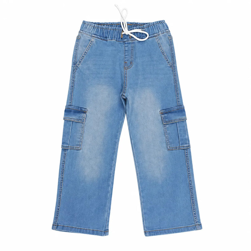 Boys Light Blue Cargo Denim Pants