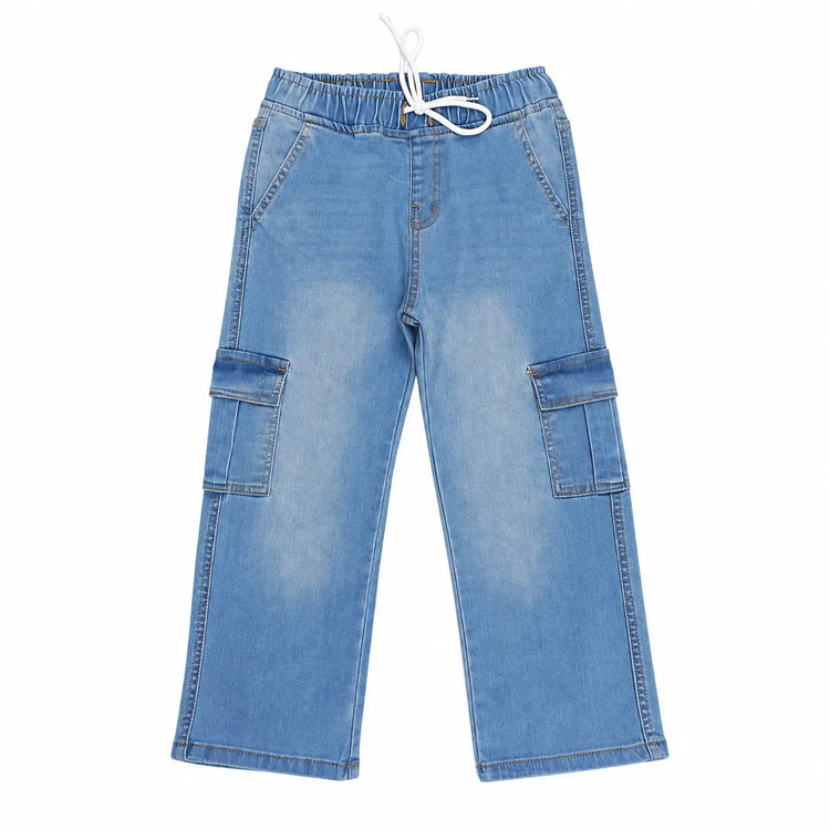 Boys Light Blue Cargo Denim Pants