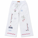 Girls white embroidered wide leg pants
