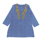 Blue Kurti with orange and green embroidery