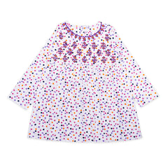 White Kurti with flower embroidery