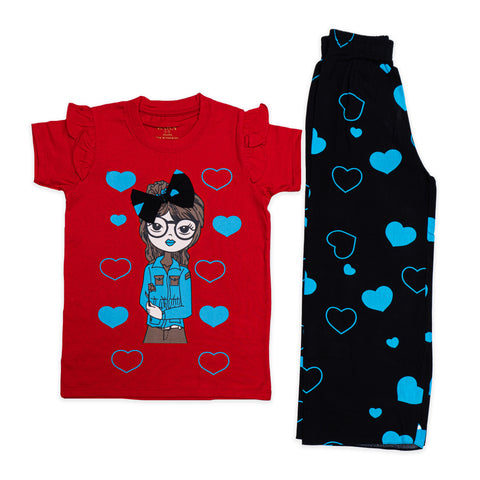 Plazo Suit Red & black