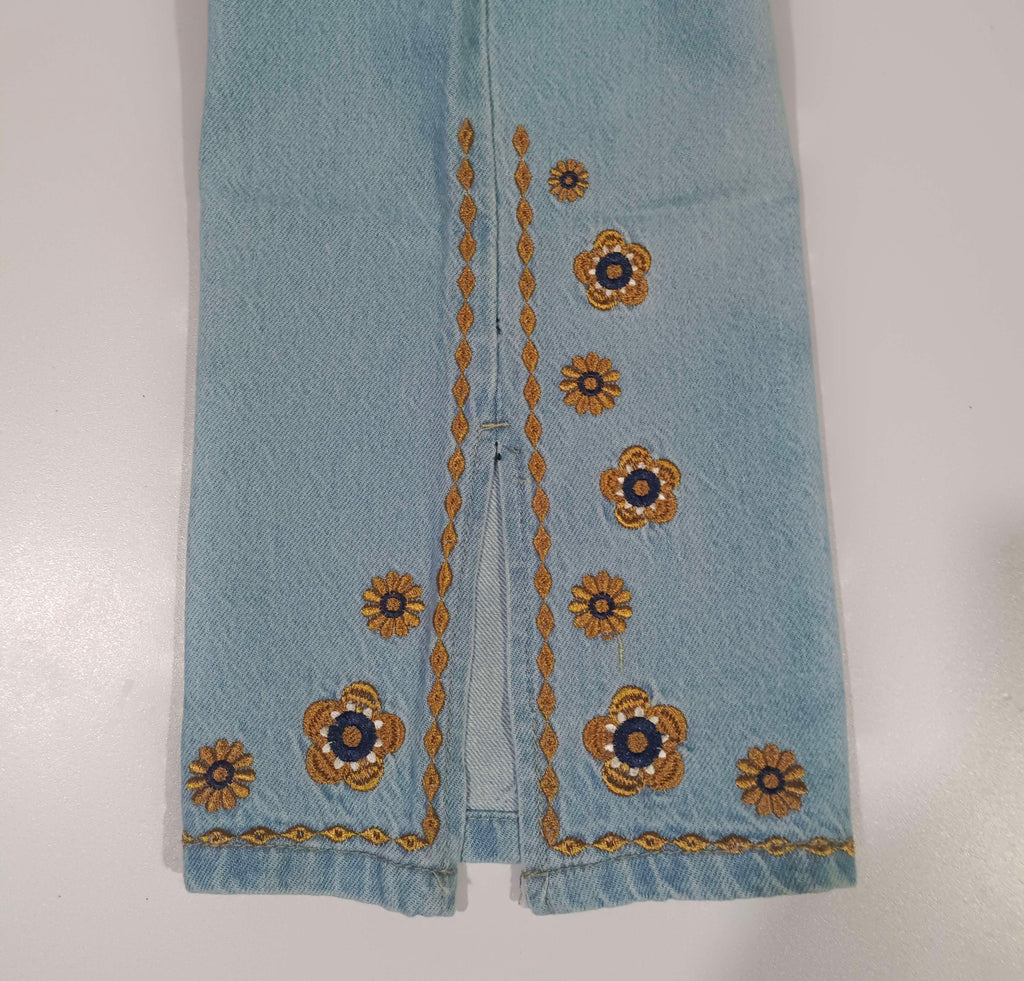 Girls Wide Leg jeans with side slit
